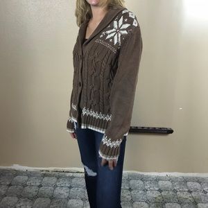brown grandma sweater